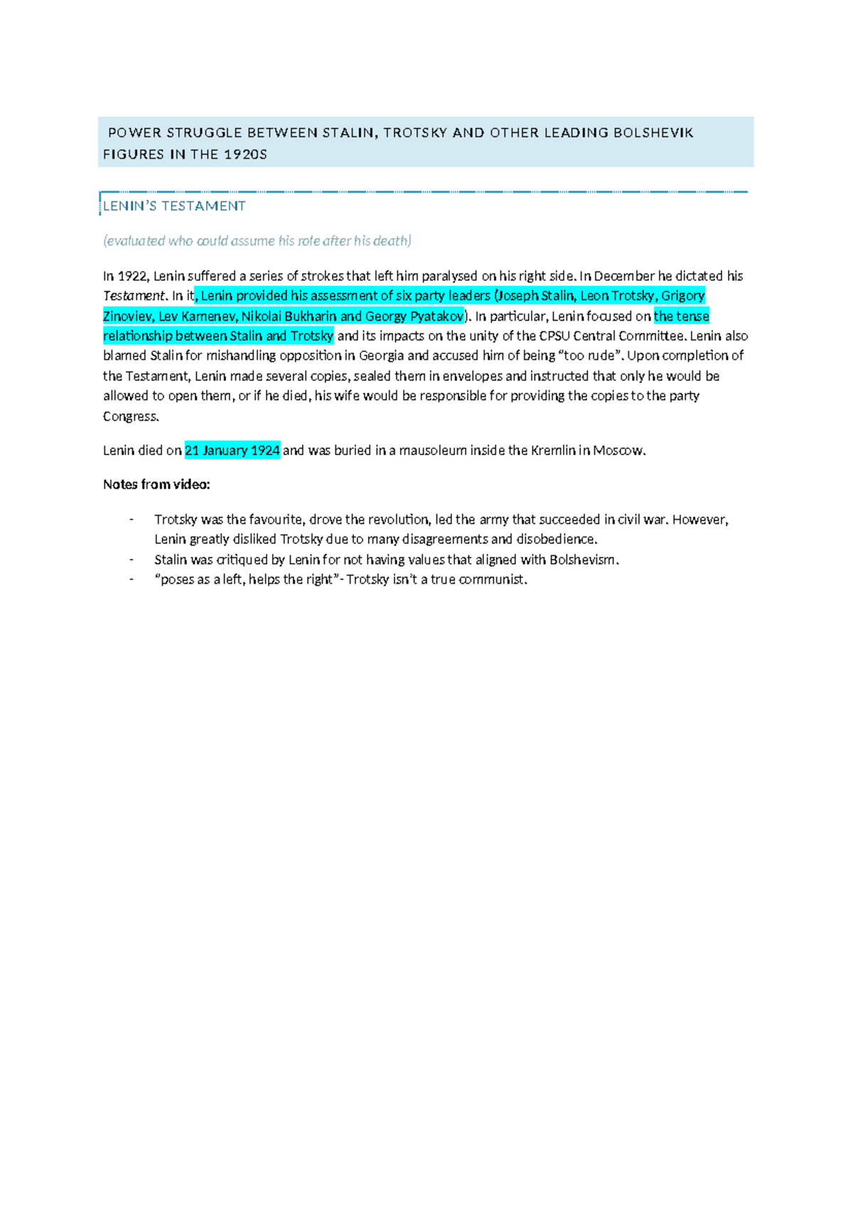 Power Struggle Among Bolshevik Leaders: Stalin vs. Trotsky Analysis ...