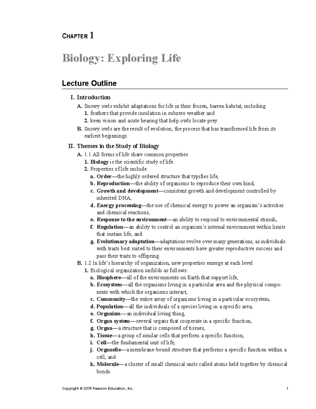Chapter 1 notes BIOL 1306 - CHAPTER 1 Biology: Exploring Life Lecture ...