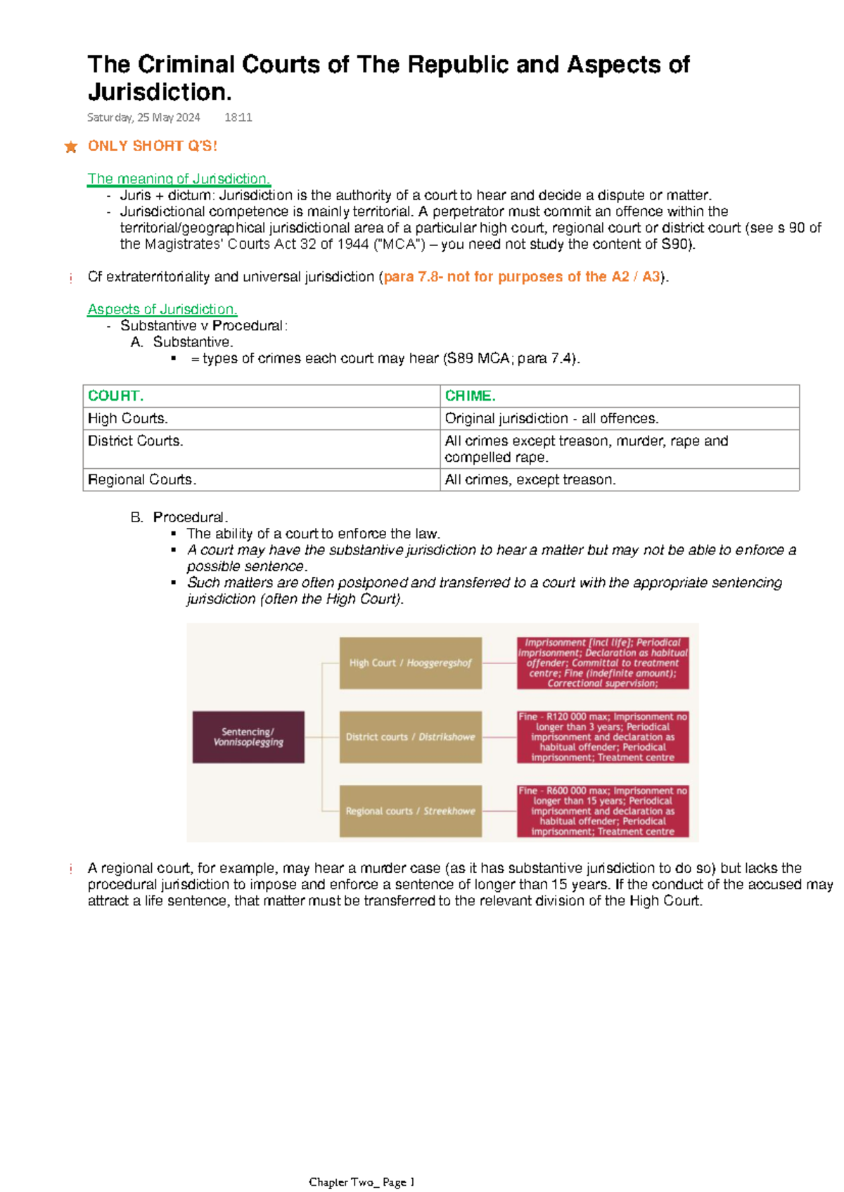 Law of Criminal Procedure: Jurisdiction and Evidence Summary Notes ...