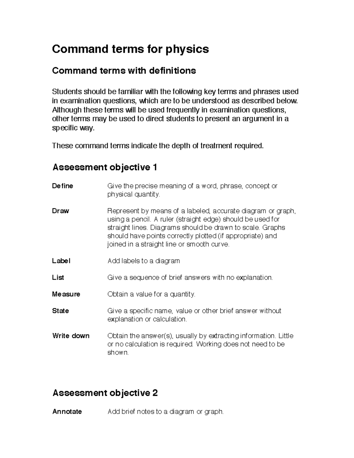 Command terms - Some notes from some kid - Command terms for physics ...