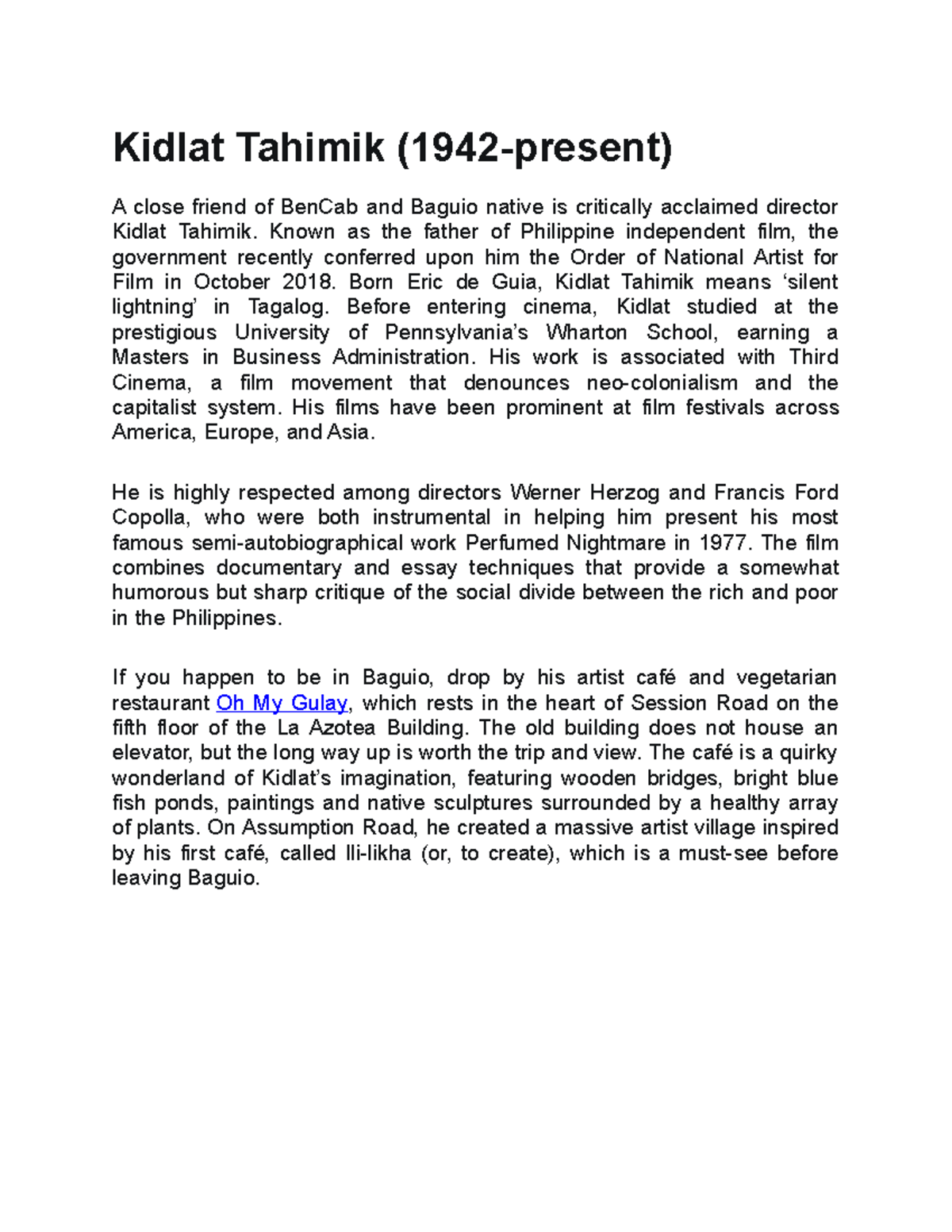 Kidlat Tahimik: A Glimpse into the Father of Philippine Indie Film ...