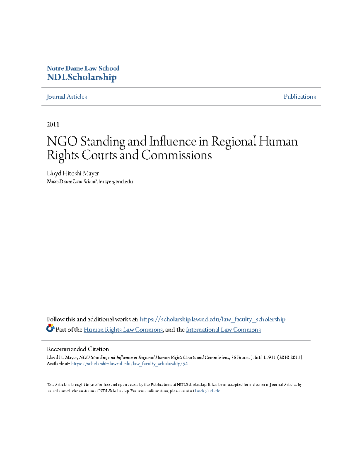 NGO Standing & Influence in Regional Human Rights Courts: Study - Studocu