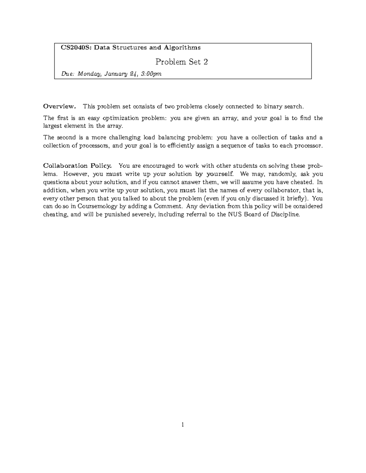 Ps2 - sss - CS2040S: Data Structures and Algorithms Problem Set 2 Due ...
