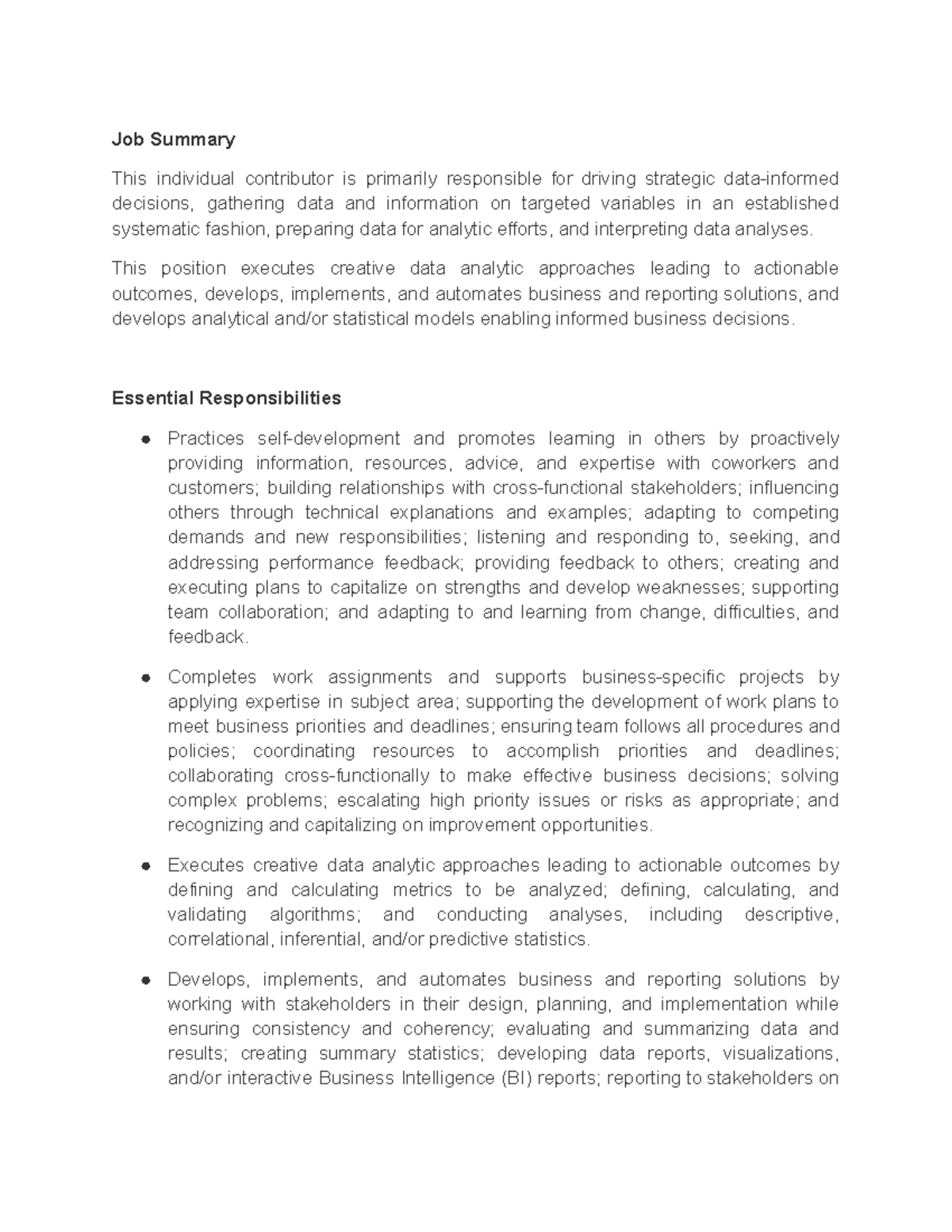 Data Reporting and Analytics Consultant Job Summary - Studocu