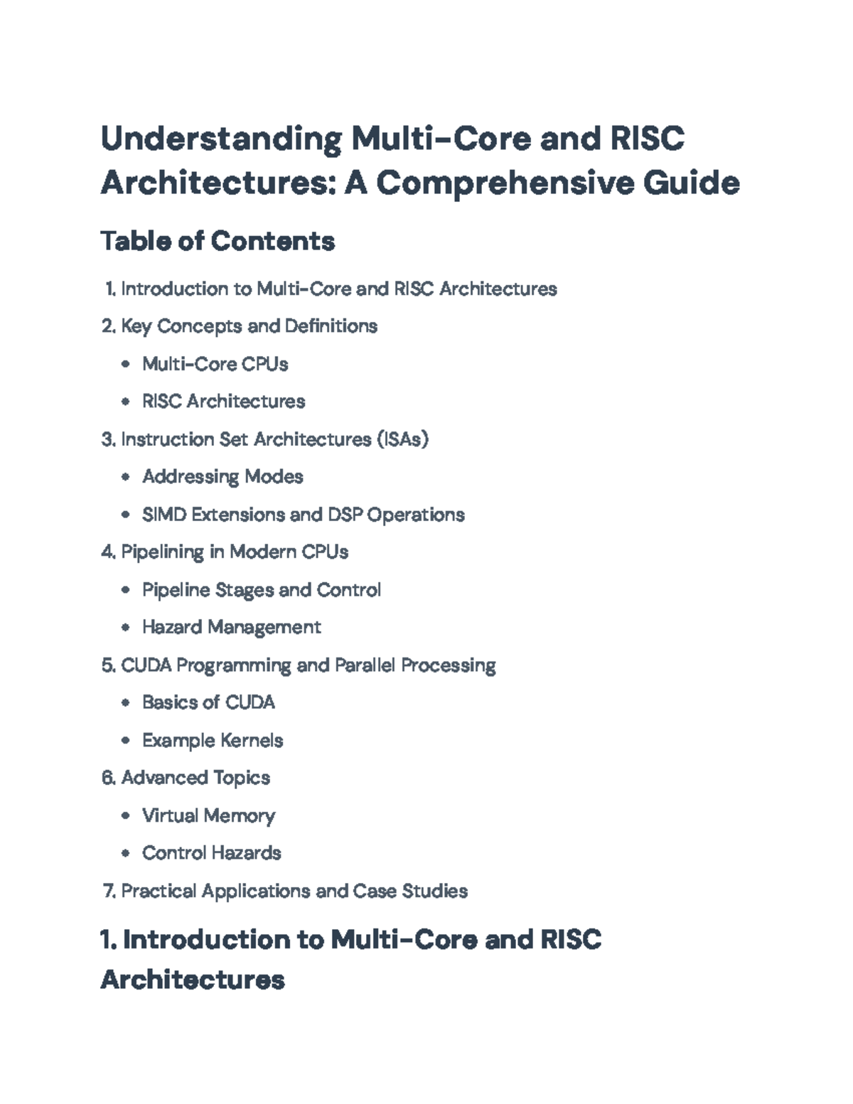 Multi-Core and RISC Architectures: Key Concepts and Applications ...