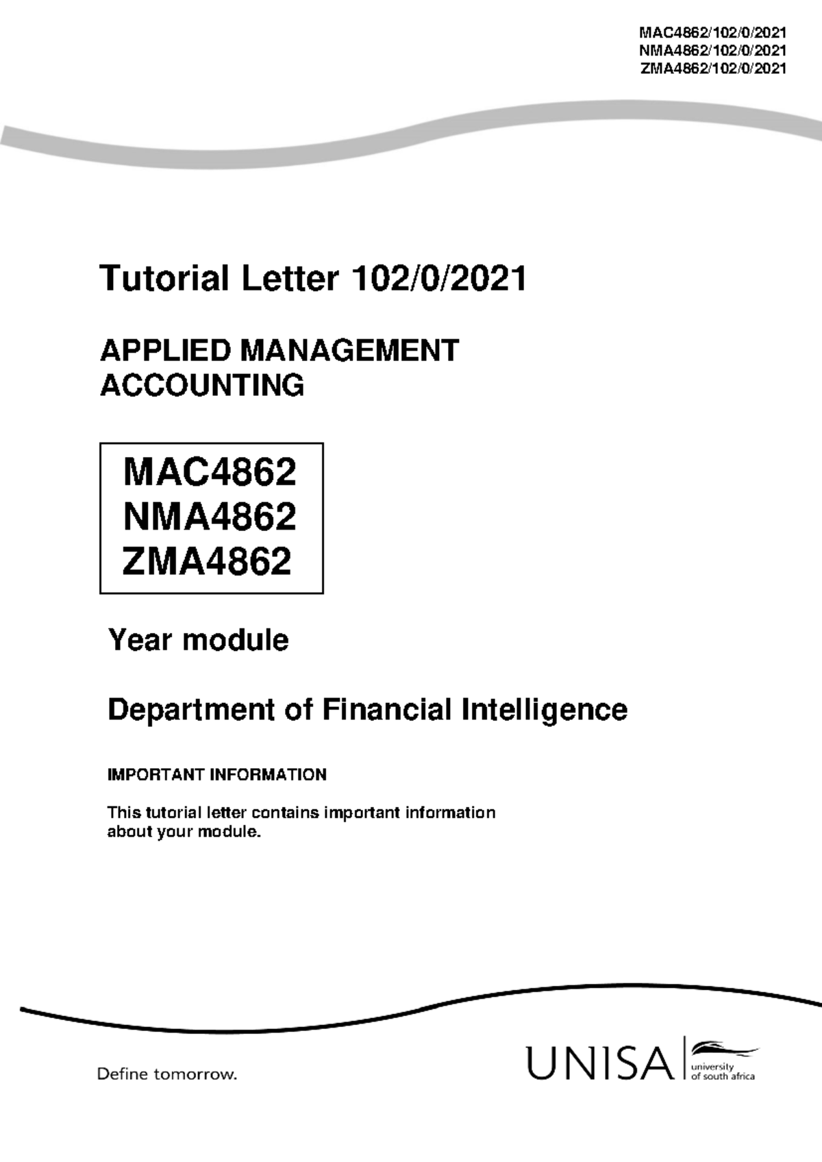 Tutorial Letter 102 for MAC4862: Strategy, Risk Management, and Finance ...