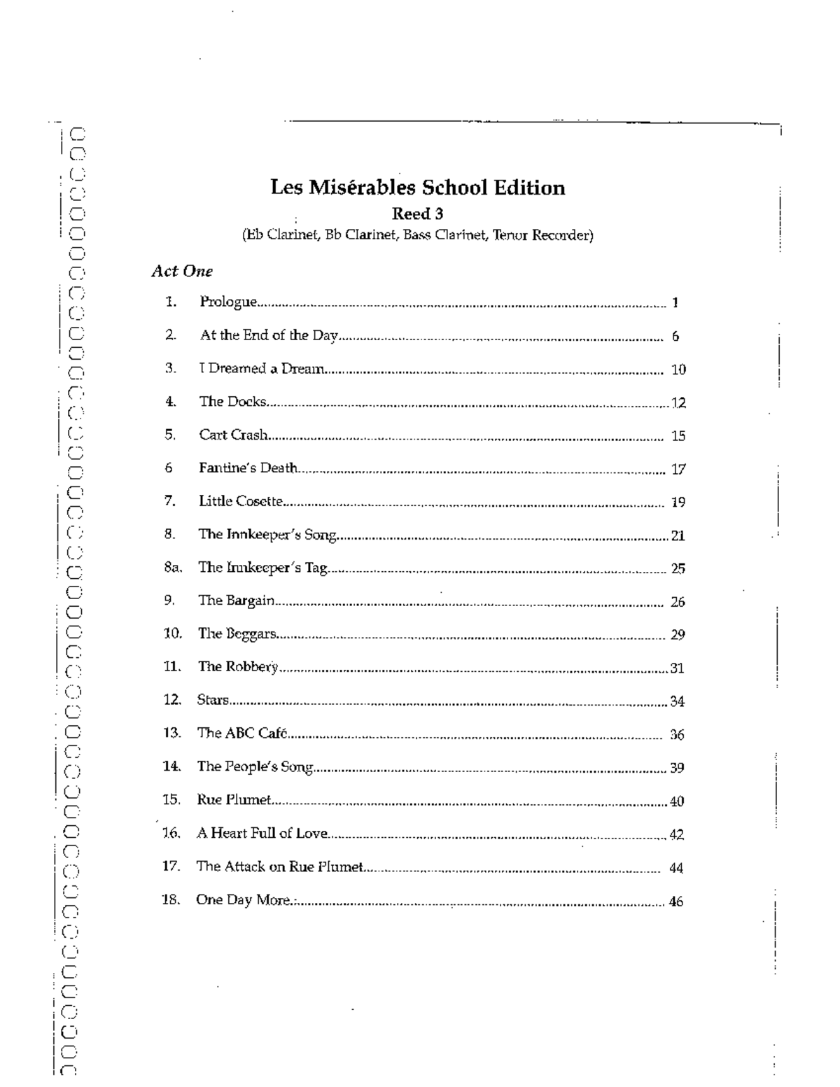 Les Misérables School Edition: Reed 3 Clarinet & Recorder Variants ...