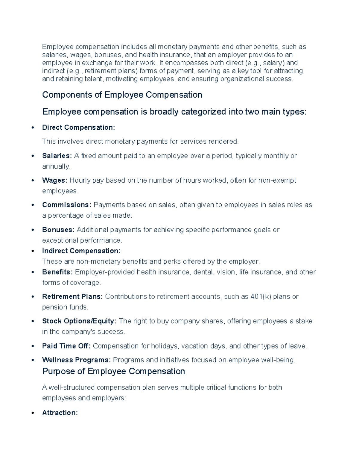 Employee Compensation Overview: Types & Purposes - Studeersnel