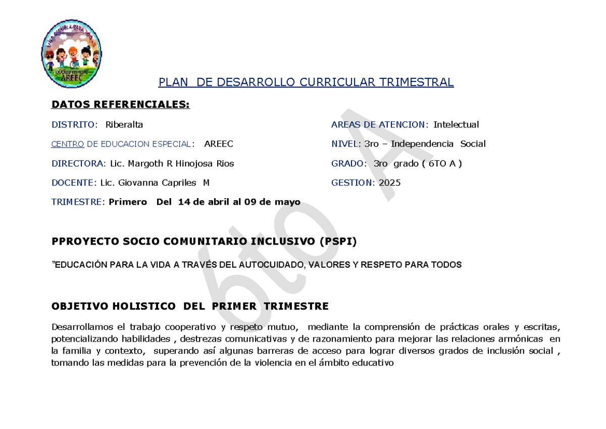 PDC 3 - Plan de Desarrollo Curricular Trimestral 2025 - Studocu