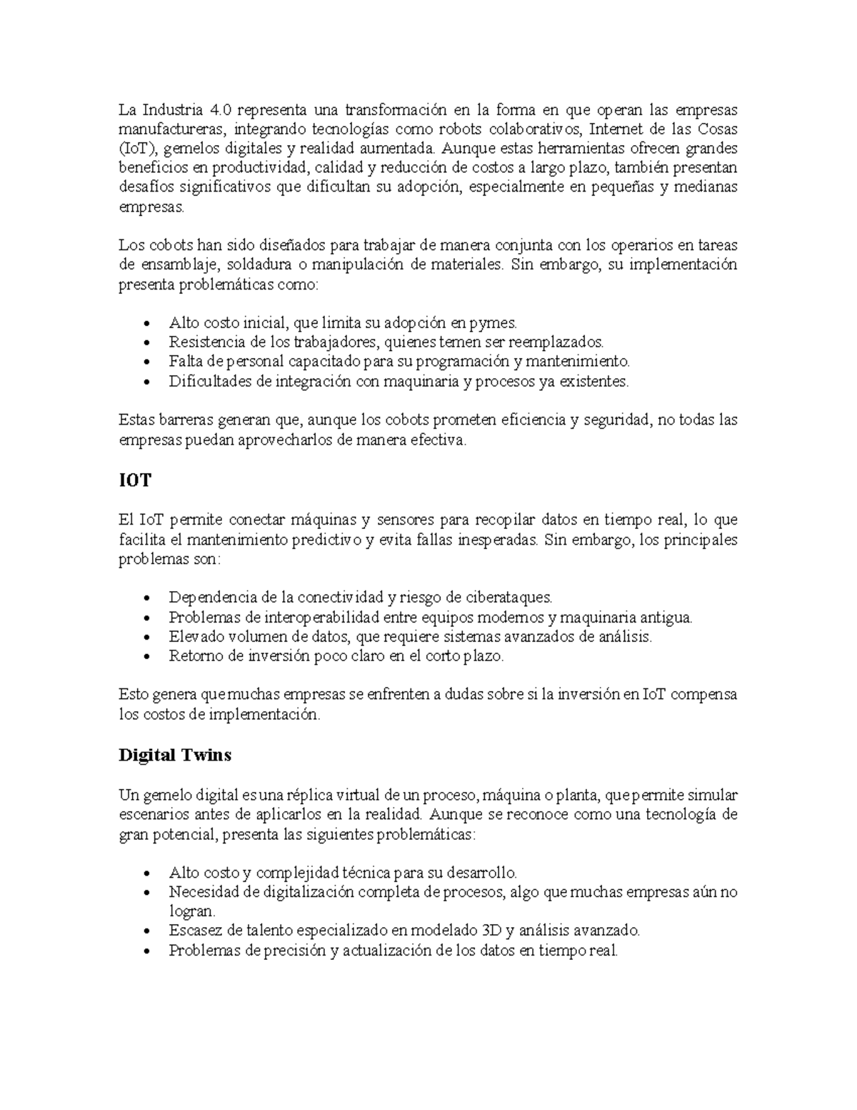 La Industria 4.0: Retos y Oportunidades en la Manufactura - Studocu