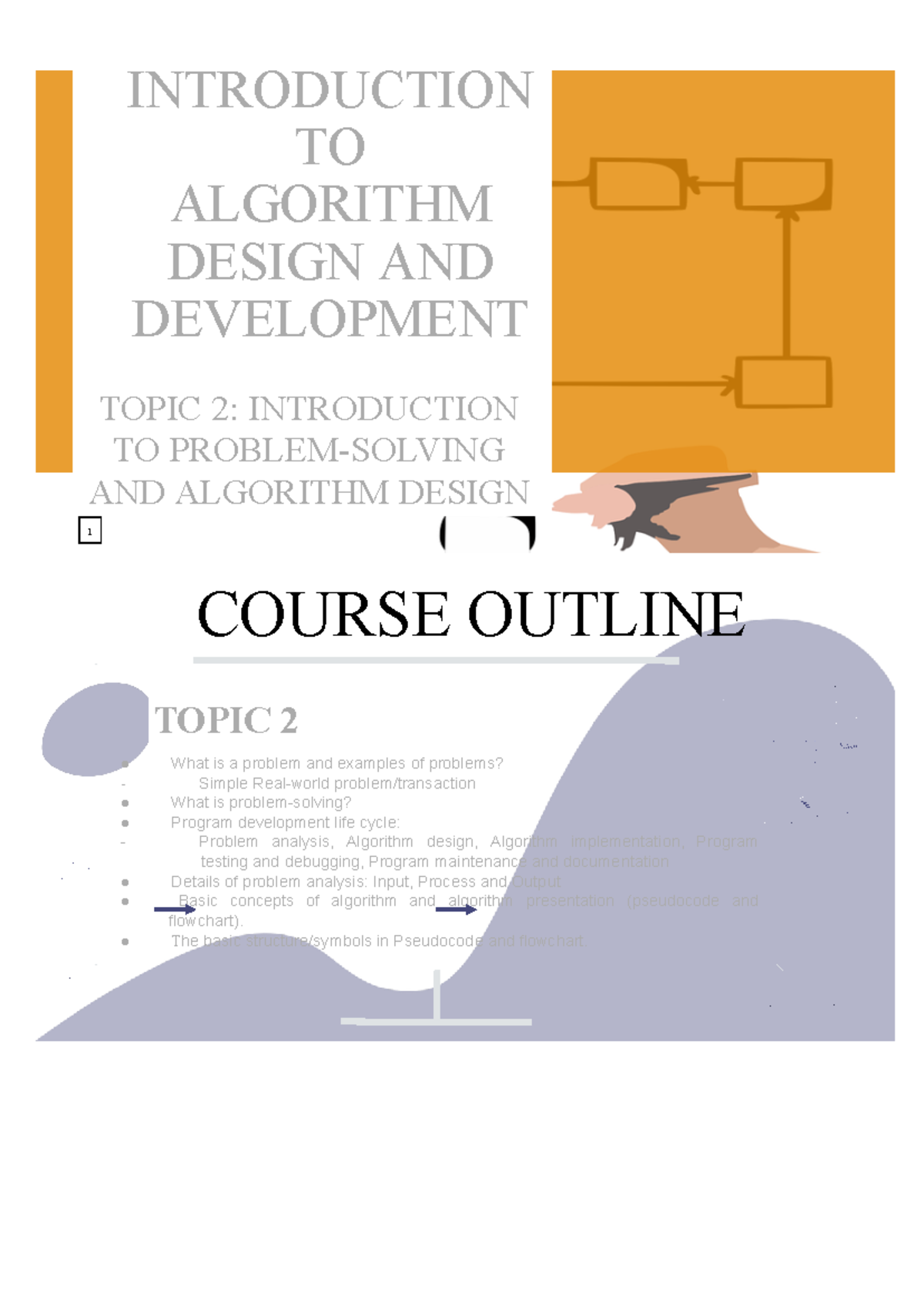 CSC121 - Topic 2 Introduction TO Problem- Solving AND Algorithm Design ...