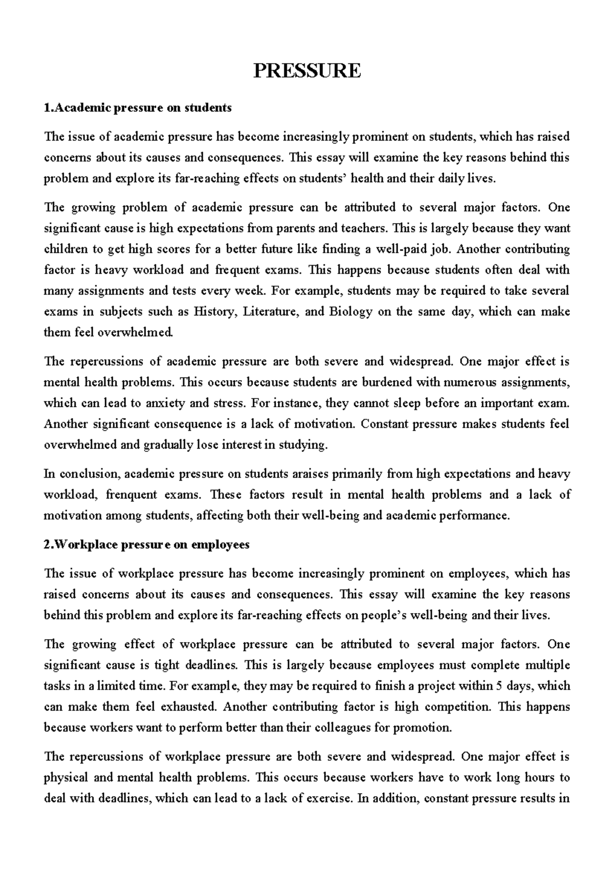 Academic Pressure and Its Effects on Students: A Comprehensive Study ...