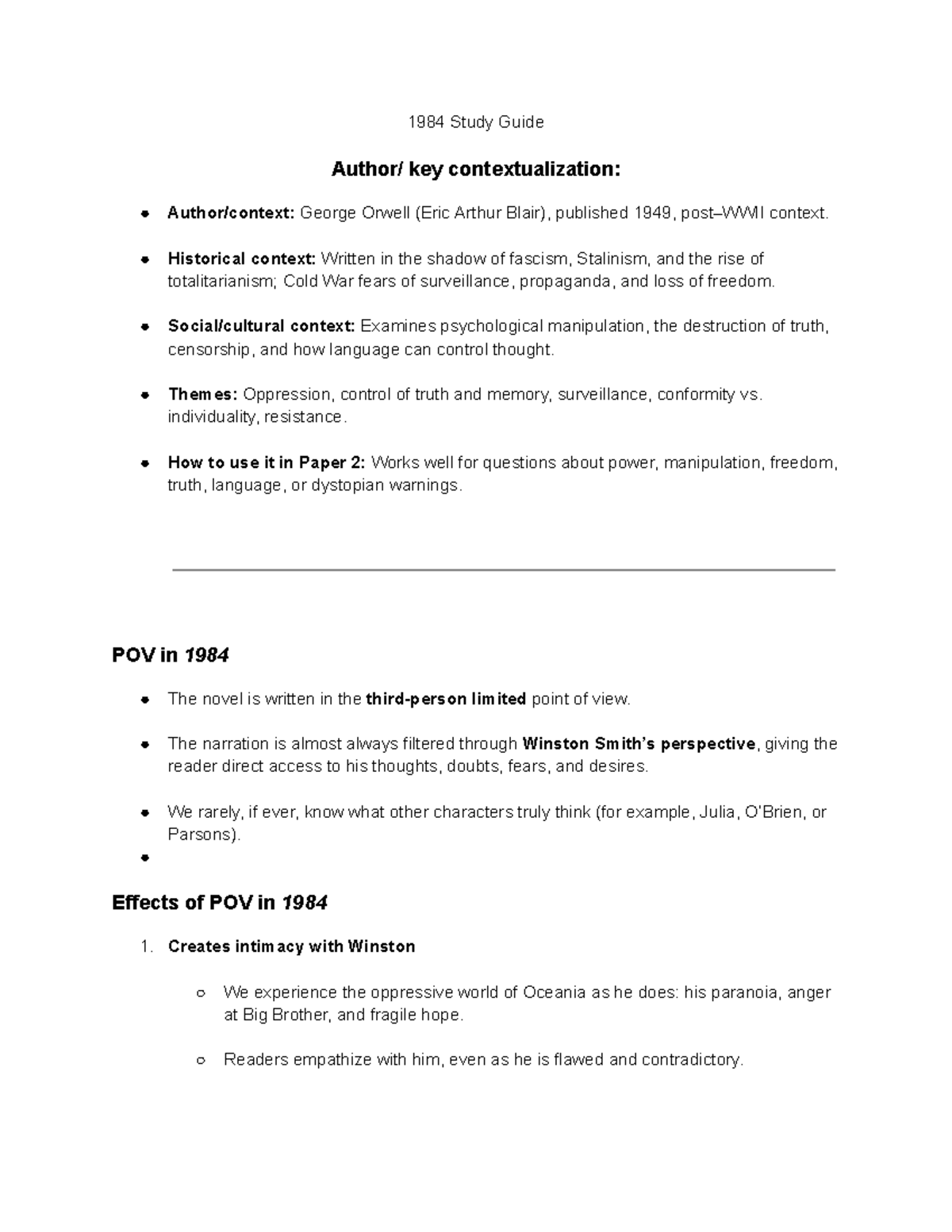 ENG 1984 Study Guide: Themes, Context, and Character Analysis - Studocu