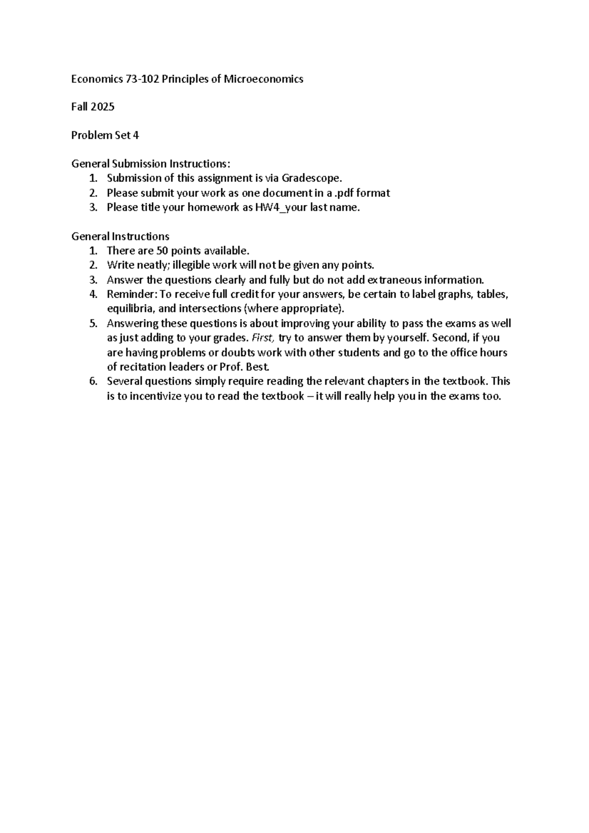 HW4 73102 F25 Microeconomics Problem Set 4 Solutions - Studocu