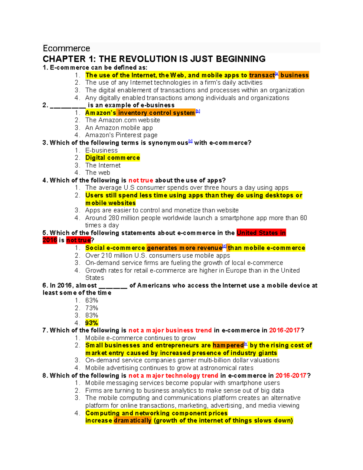 Ecommerce CHAPTER 1: The Revolution in Digital Business Transactions ...