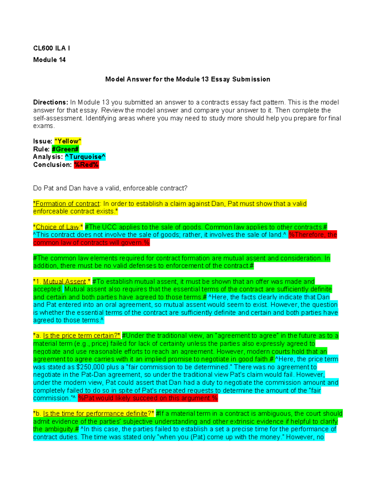CL600 ILA I Module 14 Model Answer for Module 13 Essay - Studocu
