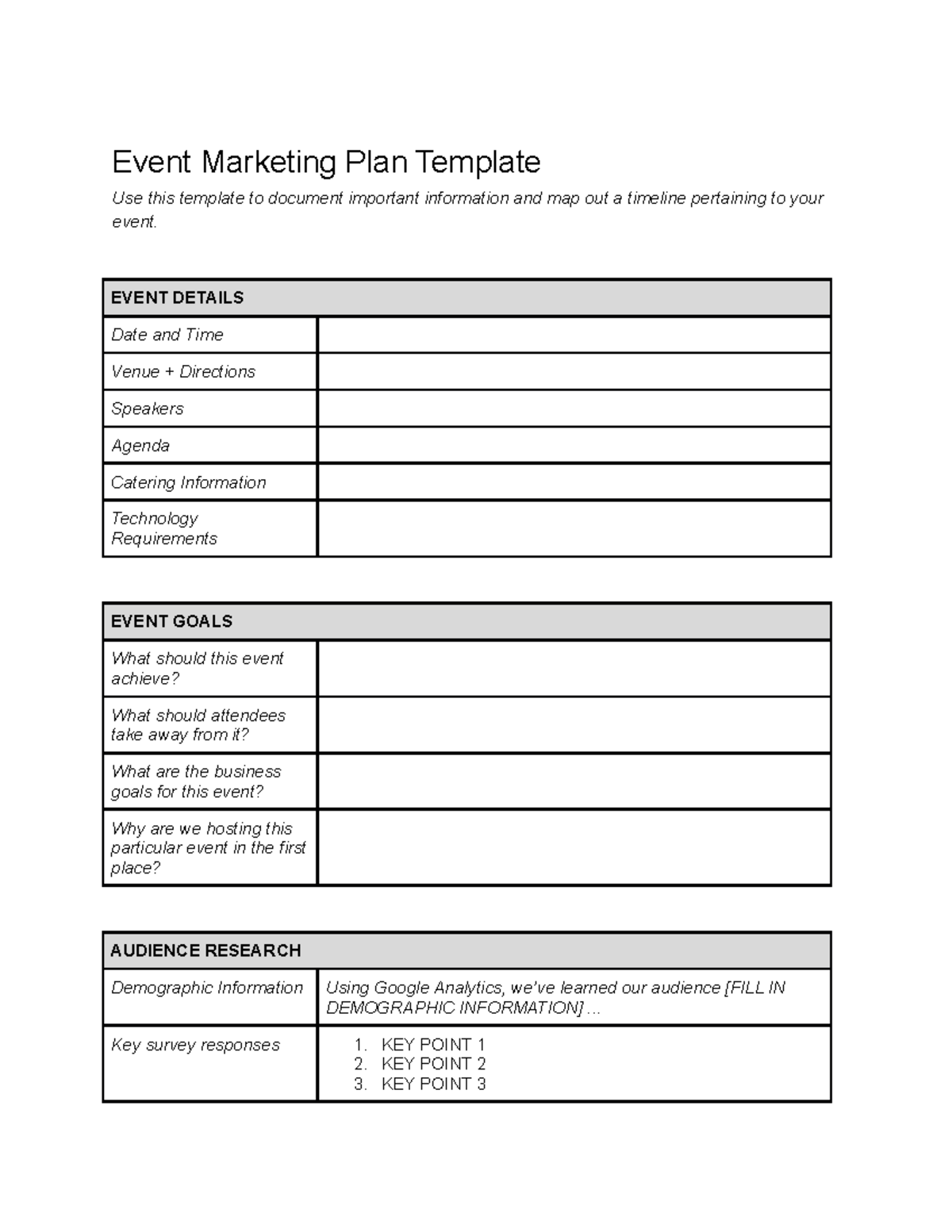 Comprehensive Event Marketing Plan Template for Successful Execution ...