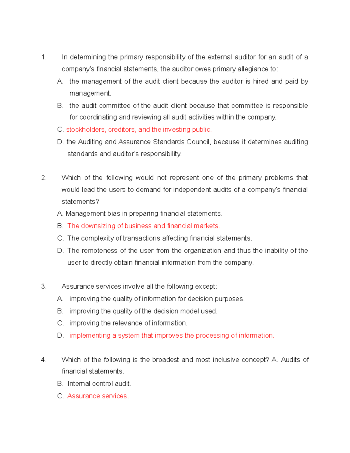 Audit Theory Quiz - Key Concepts and Important Aspects - Studocu