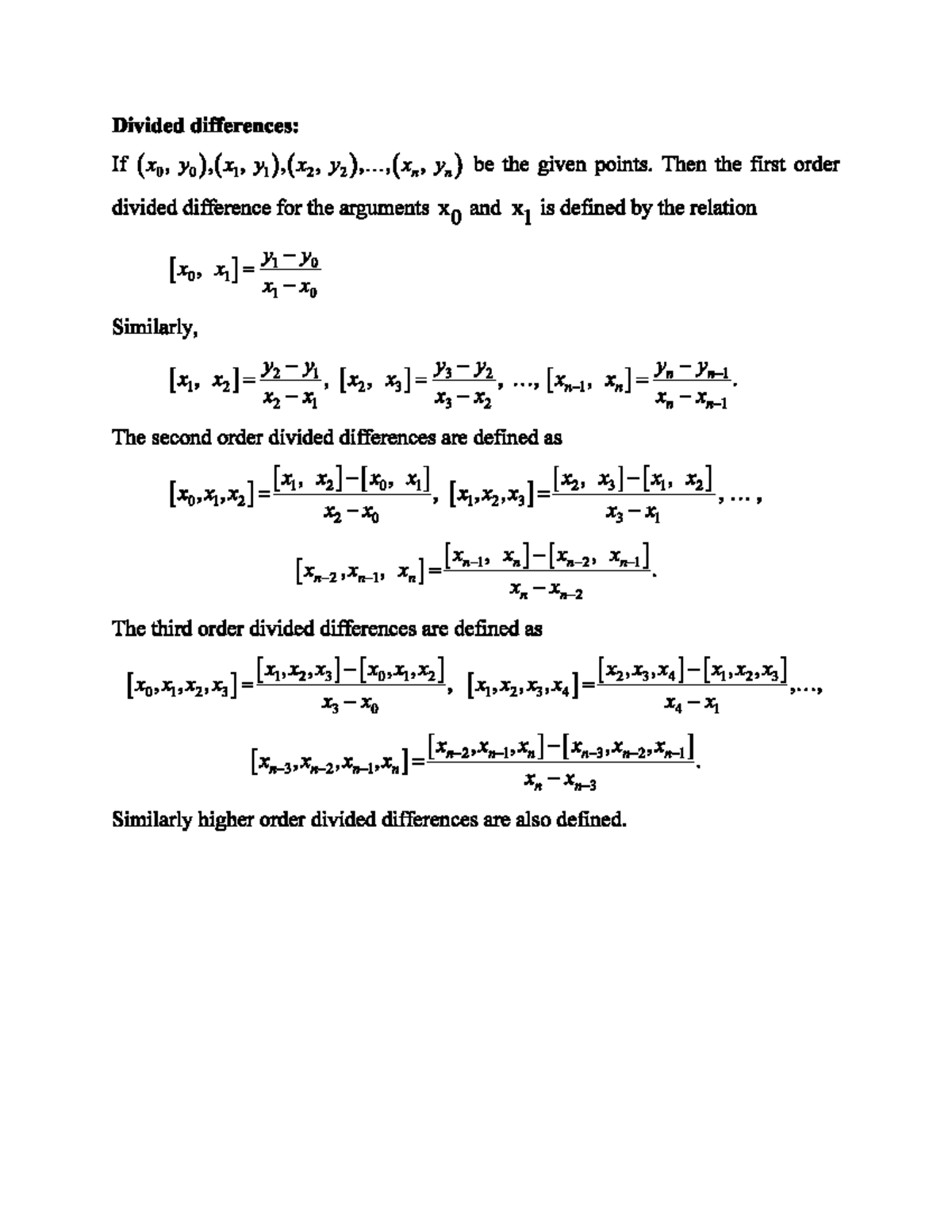 5.1 Newton's Divided Difference Notes: Interpolation Techniques - Studocu