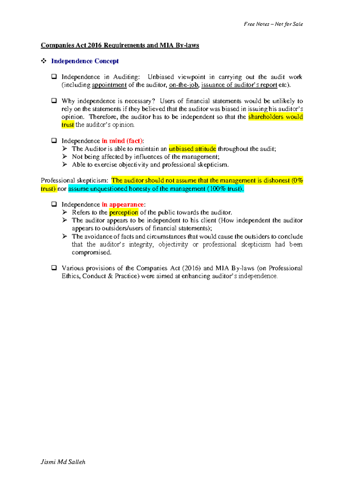 AUD339 Companies Act 2016: Independence in Auditing and Key Provisions ...