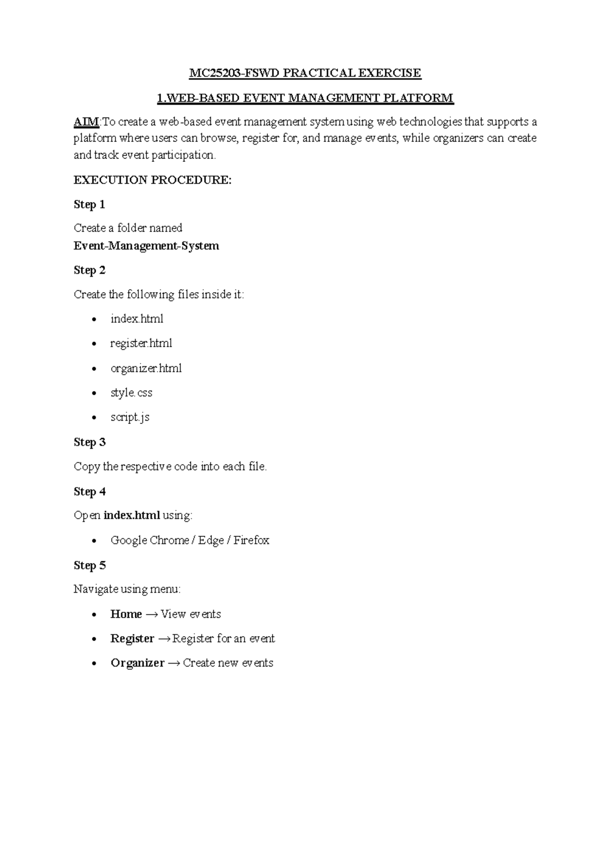 Event Management Platform Practical Exercise Guide - Studocu