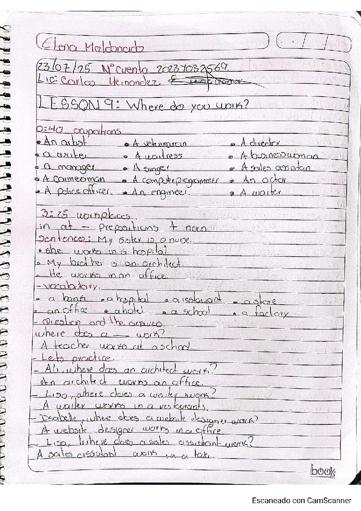 U3T1a33: Occupations and Workplaces - Lesson Notes - Studocu
