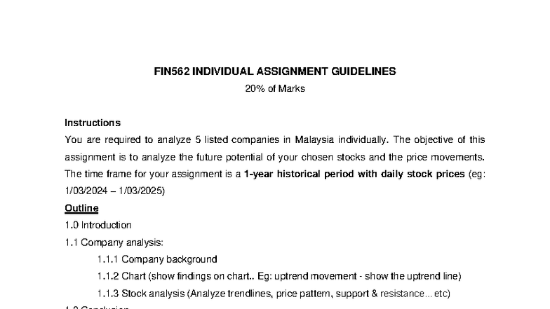 FIN562 Individual Assignment: Stock Analysis Guidelines - Studocu
