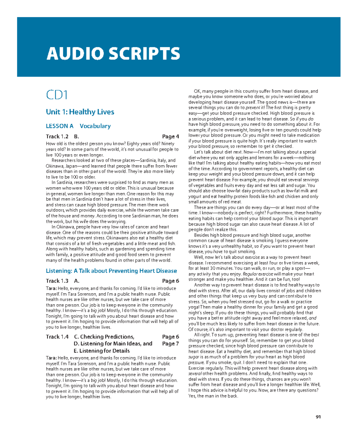 Pathways LS 2 Audio Script: Lesson on Healthy Lives and Disease ...