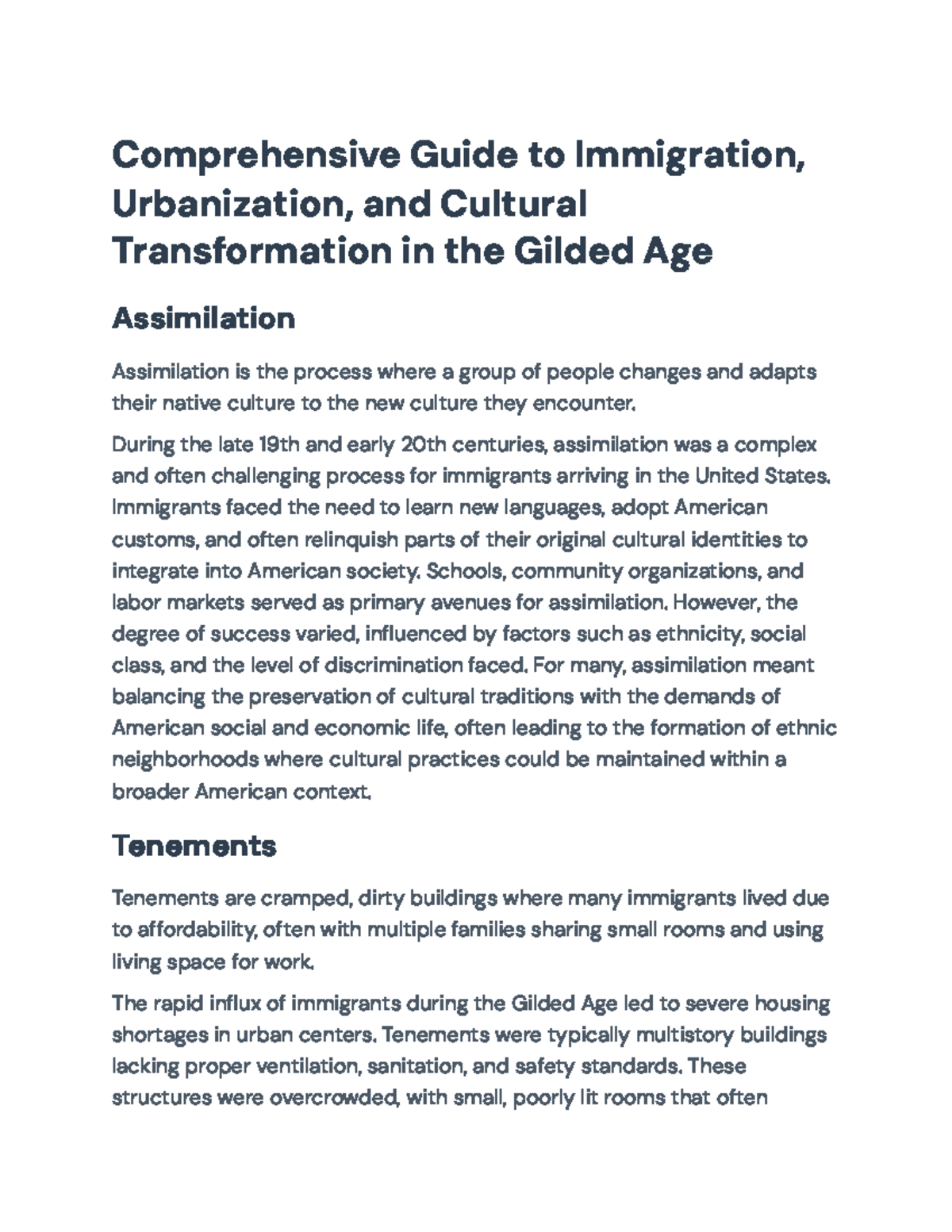 Comprehensive Overview of Immigration & Urbanization in the Gilded Age ...