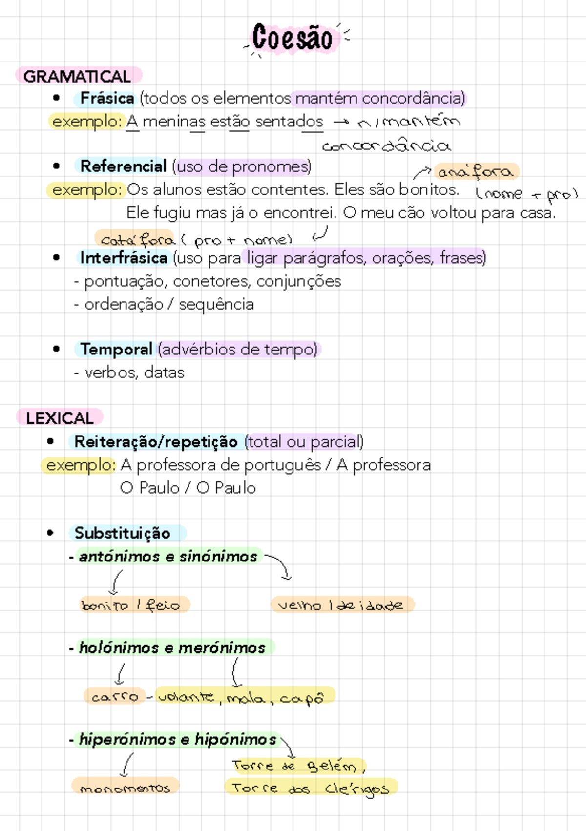 Tipos de Coesão - Resumo para Estudo Acadêmico - Studocu