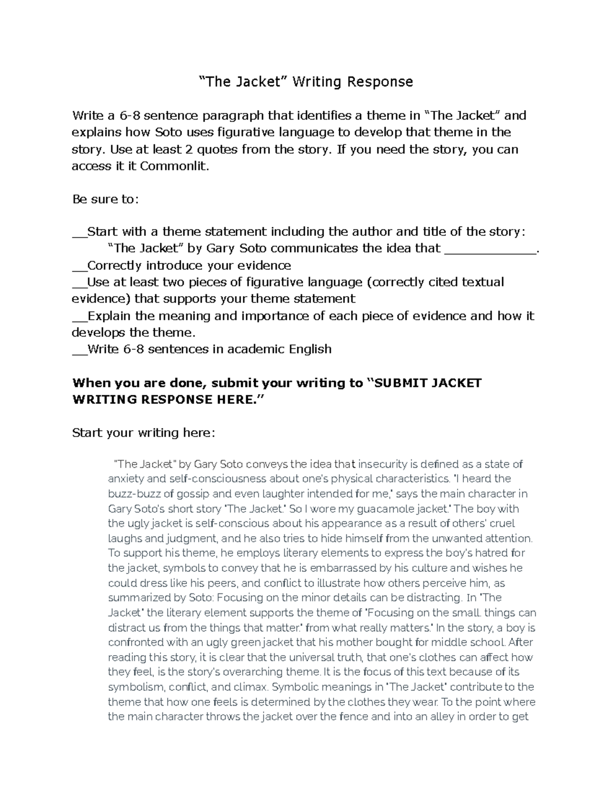 Kenneth Powell - The Jacket Short Essay Response (Draft) - 3797530 ...