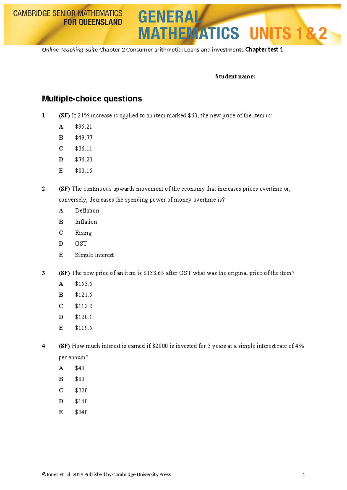Online Teaching Suite (SF) Chapter 2 Consumer Arithmetic Test 1 Notes ...