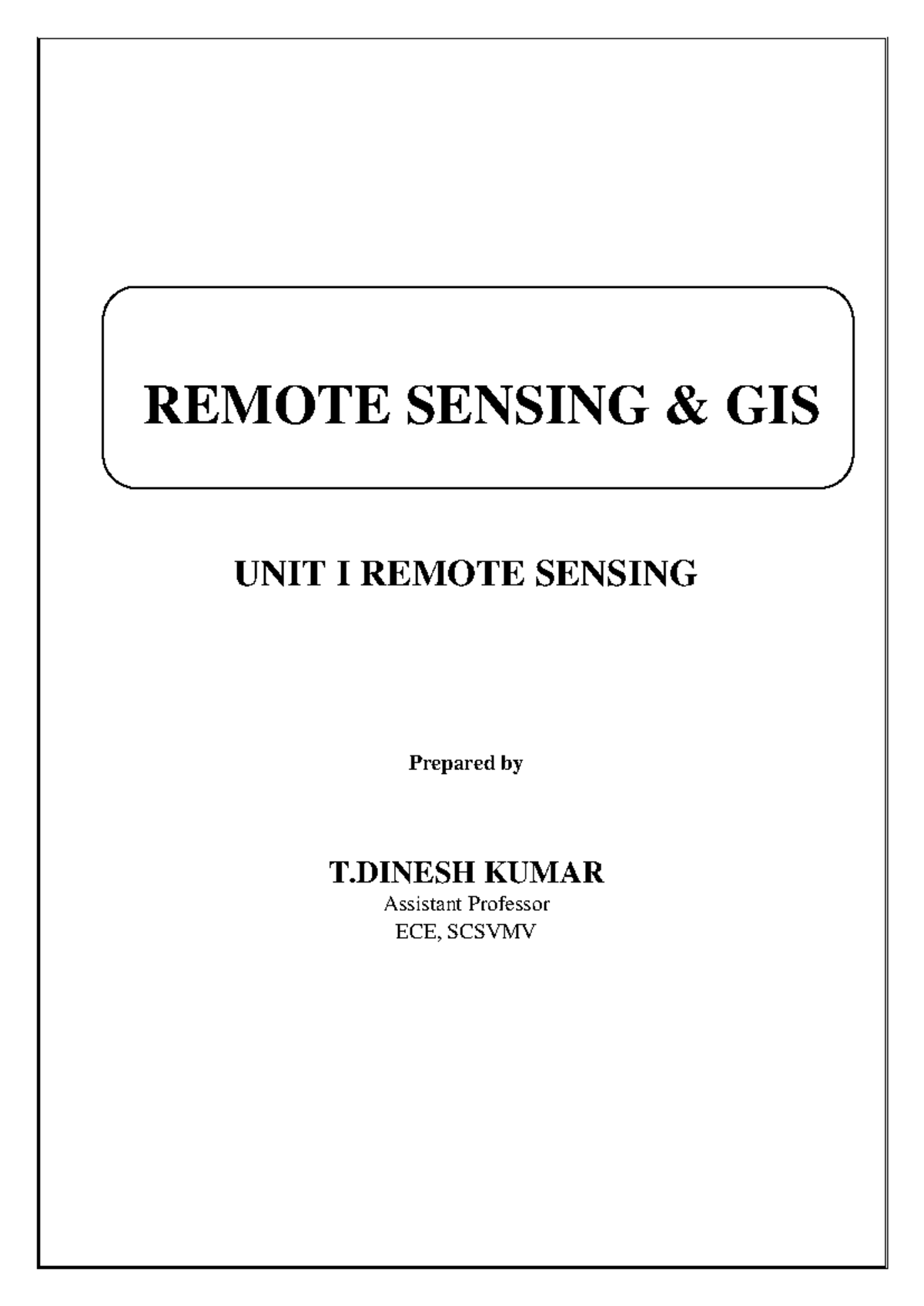 Remote Sensing & GIS Practical - ECE Course Study Notes - Studocu