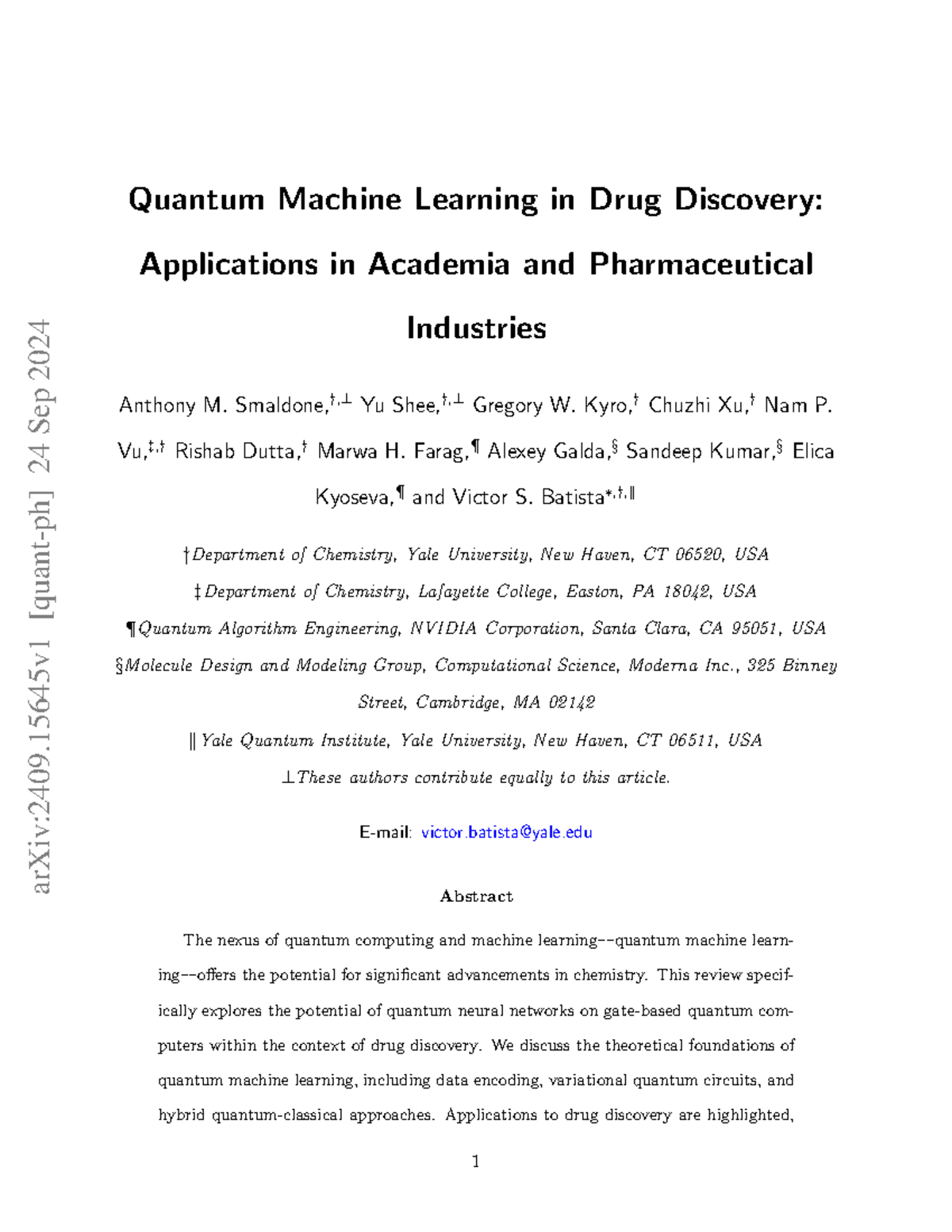 Quantum Machine Learning Applications in Drug Discovery (CHEM 2409 ...