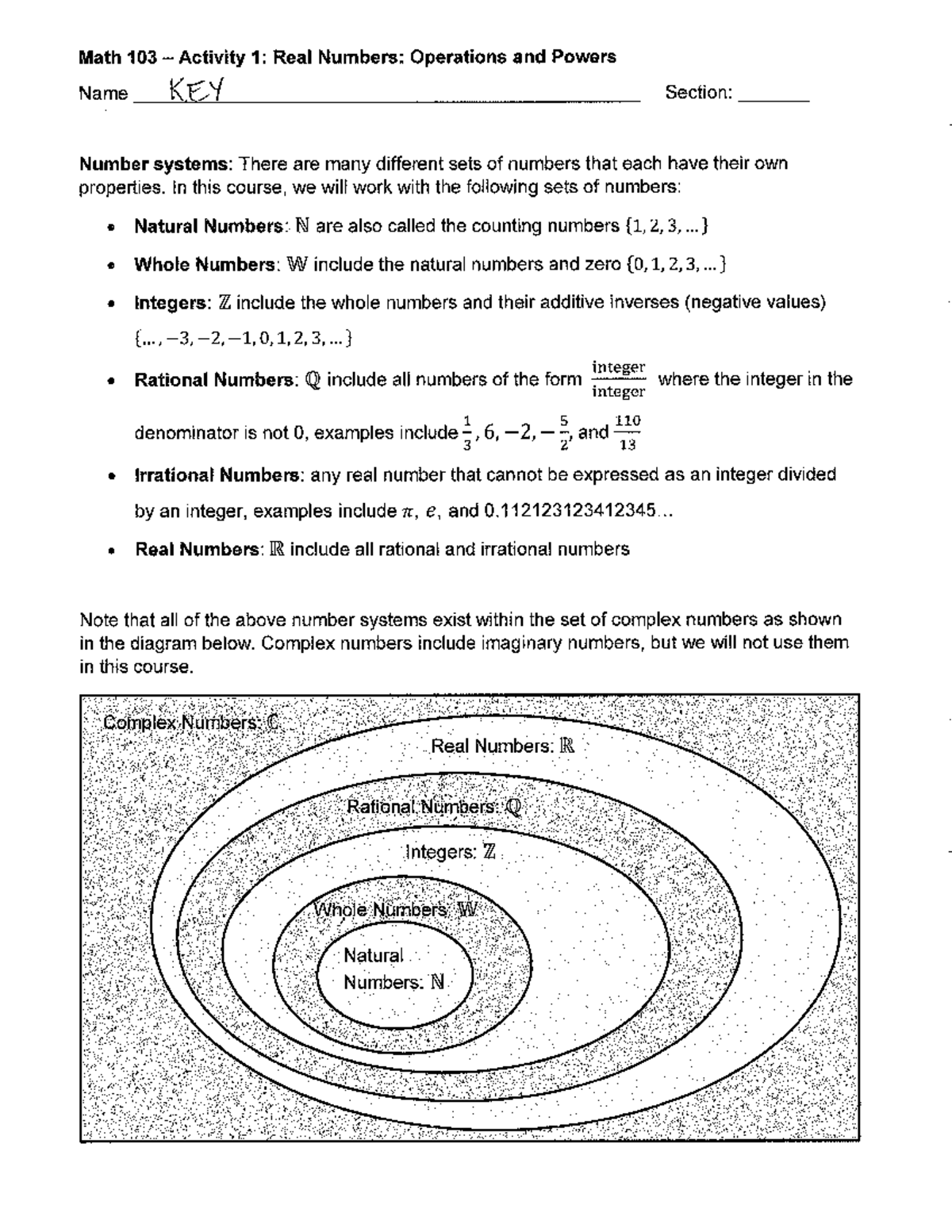 Final Exam Study Guide for MATH 103: Real Numbers & Properties - Studocu