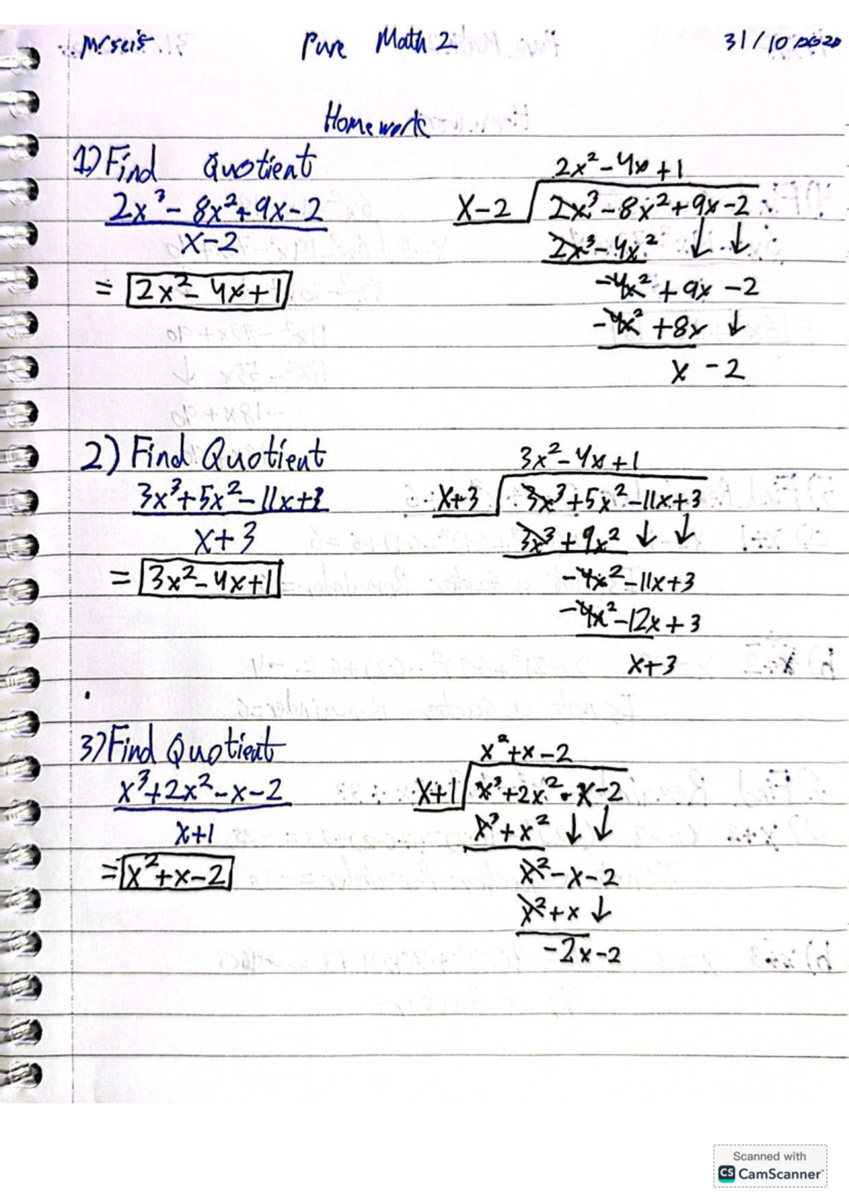 Pure Math 2 (PM2) Homework: Quotients and Remainders - Studocu