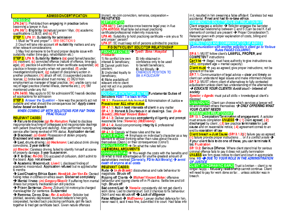 Ethics Lecture Notes - 1-Ethics-AN - Important Concepts & Cases - Studocu