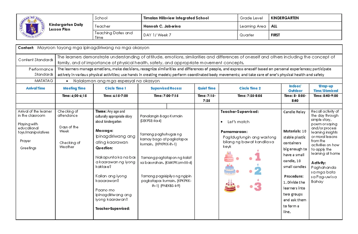 Daily Lesson Log for Grade 1 English (Quarter 4) - Dullán Integrated ...