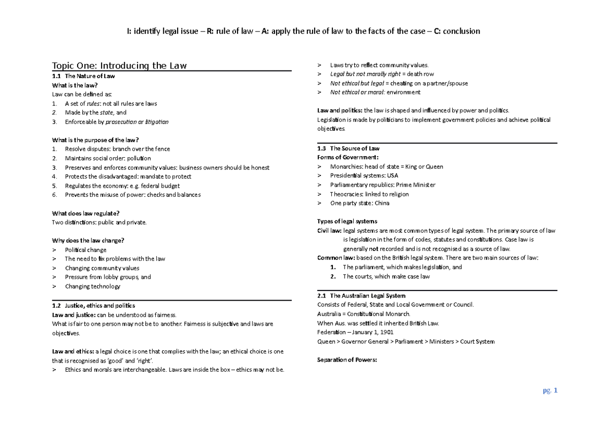 Business Law Exam Notes - Key Summary & Concepts (BUS 101) - Studocu