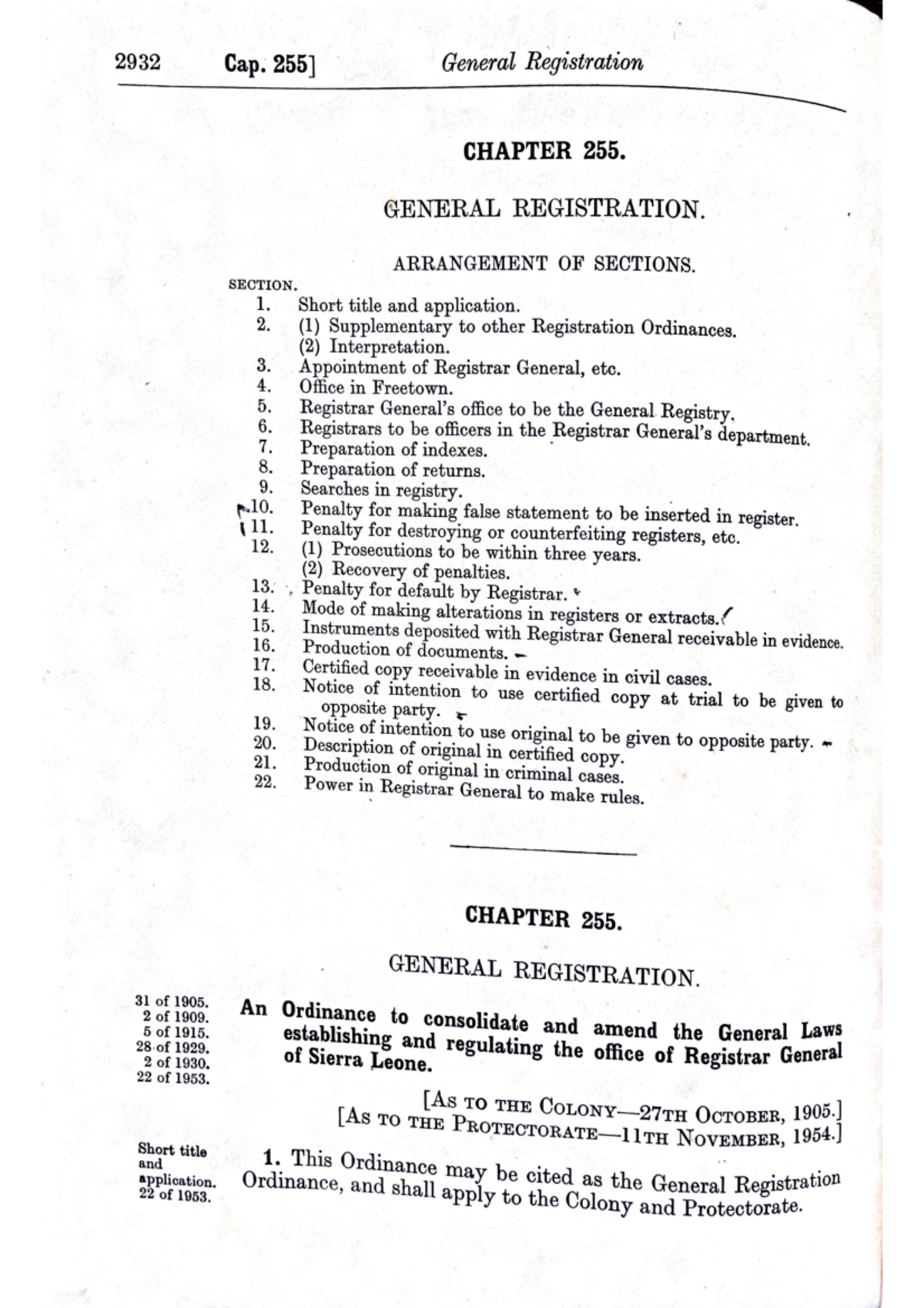 Cap 255 - General Registration - 2932 Cap. General Registration CHAPTER ...