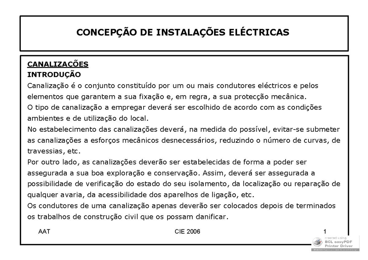 Canalizações Elétricas: Tipos e Modos de Instalação - Canaliz 01 - Document Preview