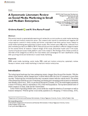 1 - A Systematic Literature Review on Social Media Marketing ... Sage ...