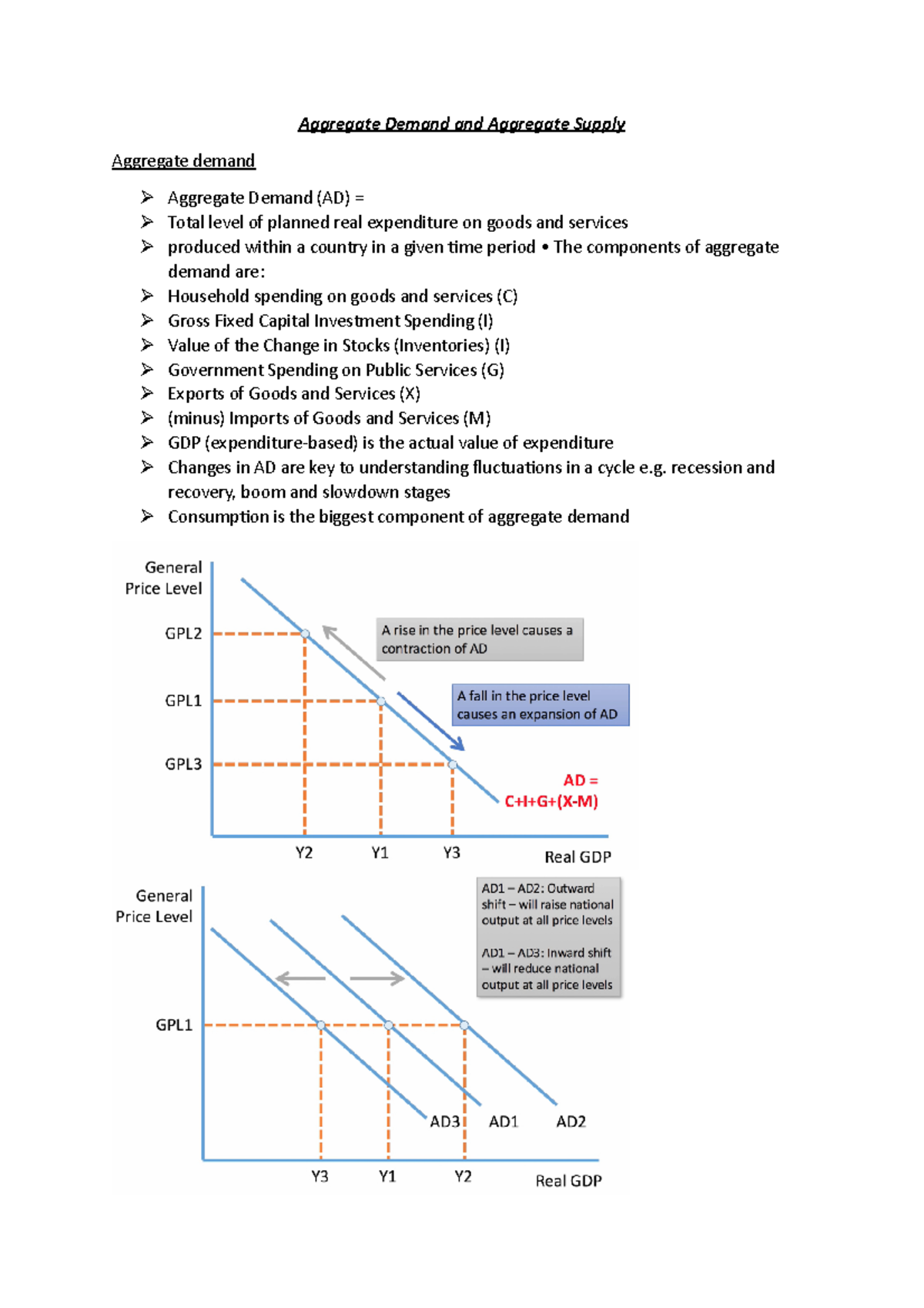 Aggregate Demand & Supply: Key Concepts and Changes in Economics - Studocu