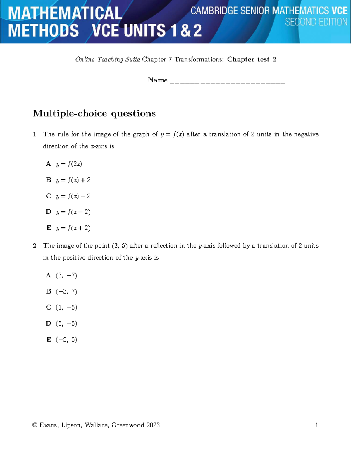 Chapter 7 Transformations: Online Teaching Suite Test - Studocu
