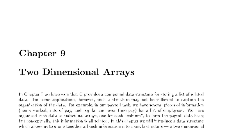 Chapter 9: Two Dimensional Arrays - Additional Reading Notes - Studocu