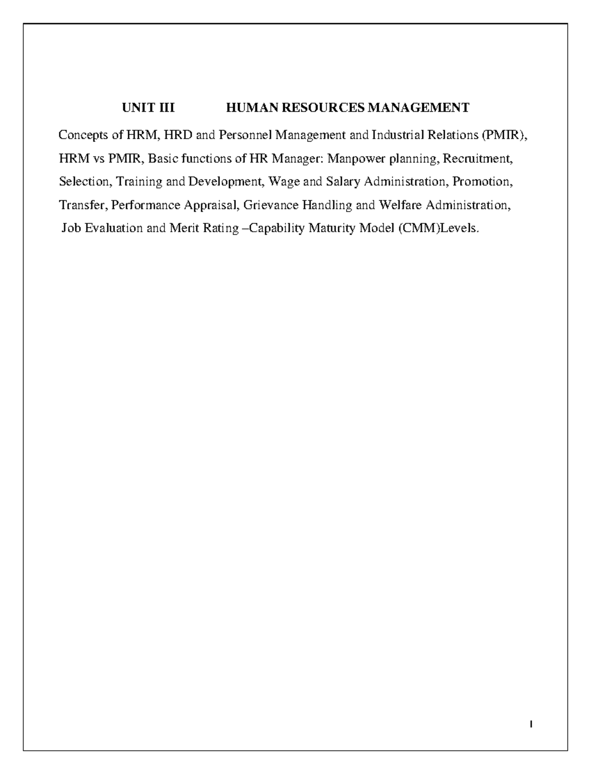 UNIT III - Human Resources Management Concepts and Functions - Studocu
