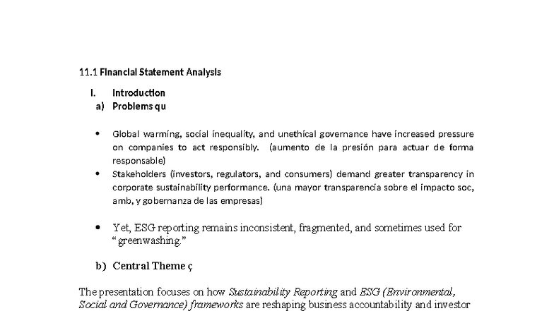11.1 Financial Statement Analysis: ESG Reporting & Business ...