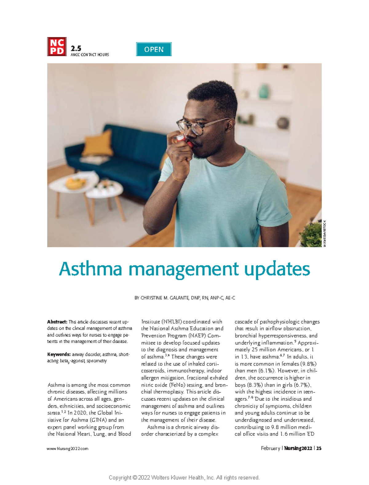 Asthma Management Updates: 2.5 ANCC Contact Hours for Nurses - Studocu