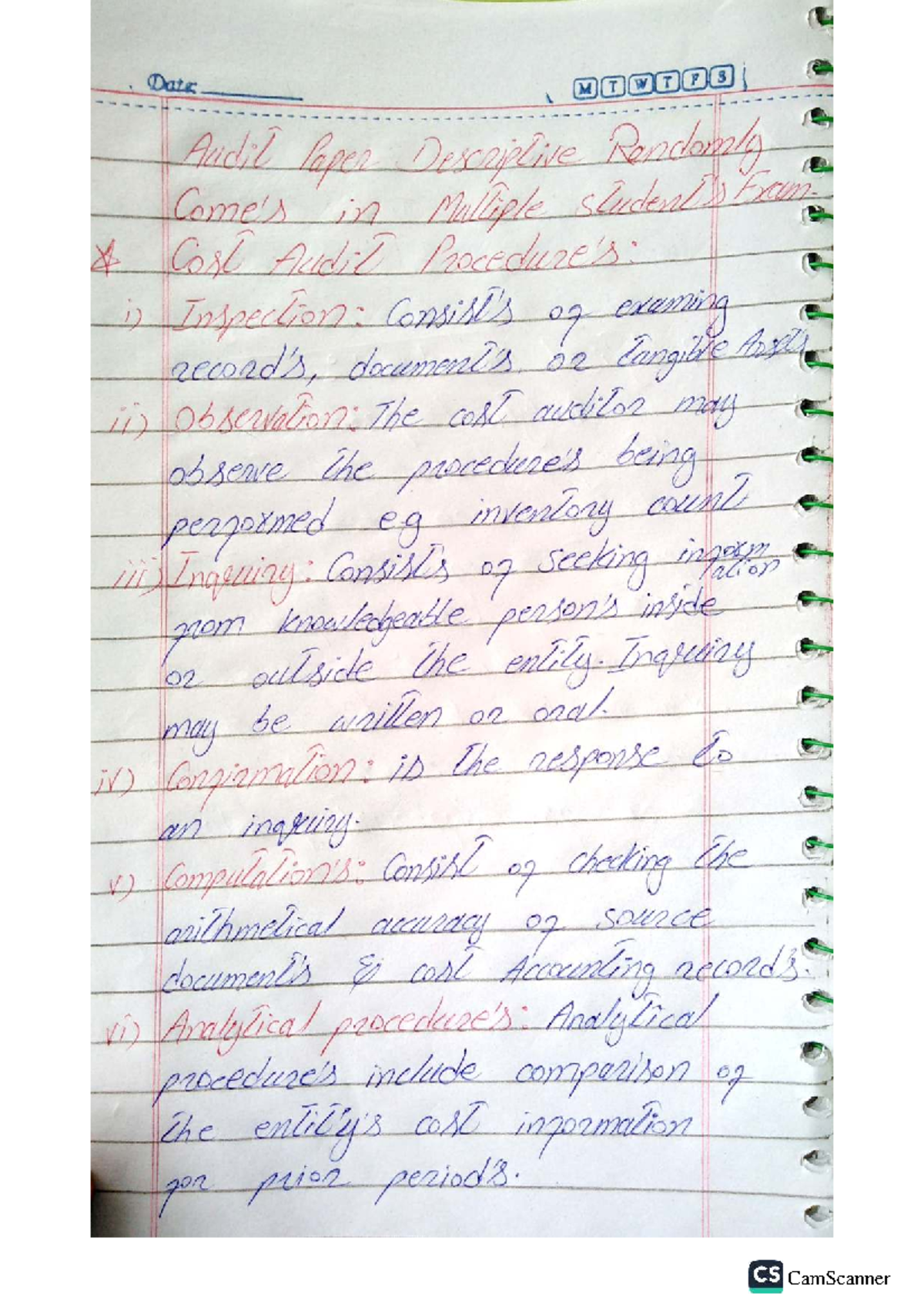 Audit Descriptive Notes: Cost Auditing Procedures and Responsibilities ...
