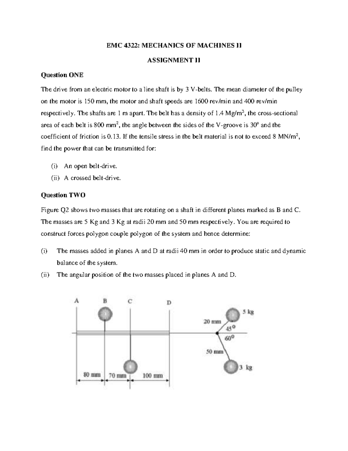 EMC 4322-Asst II - Helpfull for revision - EMC 4322: MECHANICS OF ...